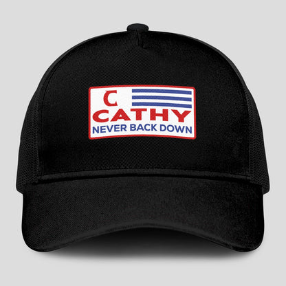 Never Back Down Vintage America Black Mesh Cap CATHY 13K1 C207PF