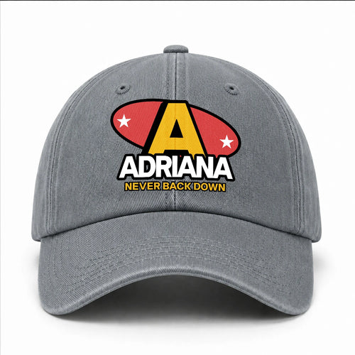 Never Back Down With Your Name And Initial Letter Washed Cap ADRIANA 13K1 C82PF