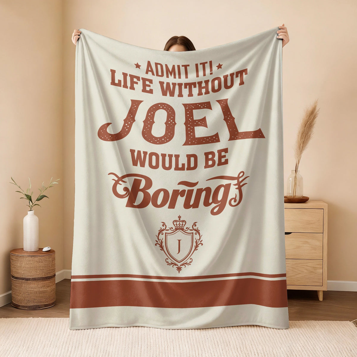Life Without Your Name Would Be Boring Cream Terracotta Blanket JOEL 13K1 BK24