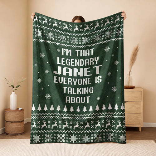 Legendary Your Name Funny Green Christmas Fleece Blanket JANET 13K1 BK43