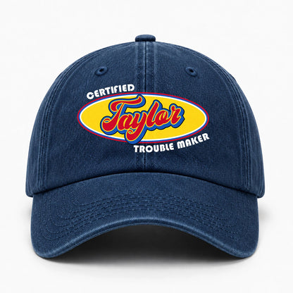 Certified Your Name Trouble Maker Washed Cap TAYLOR 13K1 C73PF