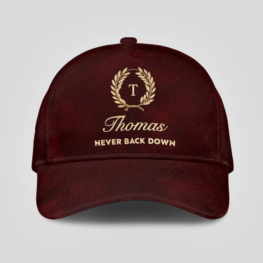Never Back Down Golden Olive Burgundy Cap THOMAS 13K1 C177PF