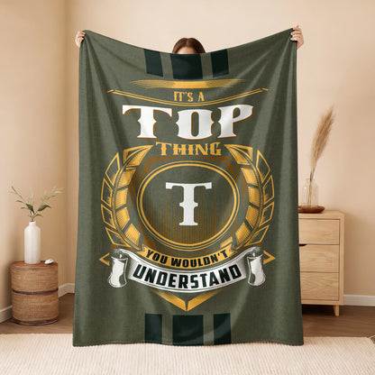 It's A Your Name Thing Olive Green Logo Fleece Blanket TOP 13K1 BK31