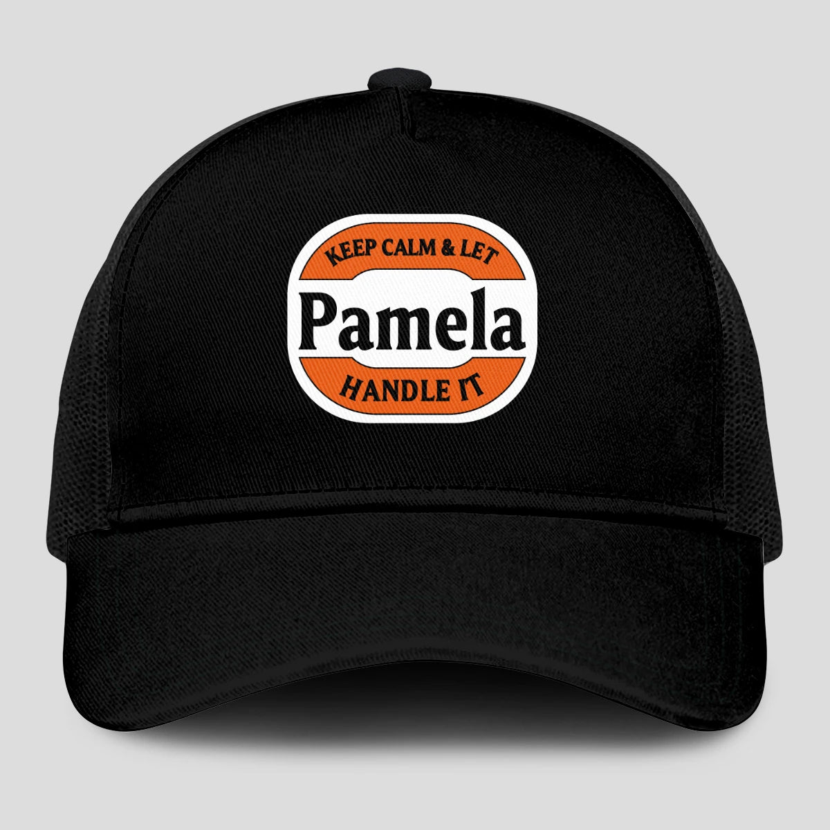 Keep Calm & Let Your Name Handle It Black Mesh Cap PAMELA 13K1 C199PF