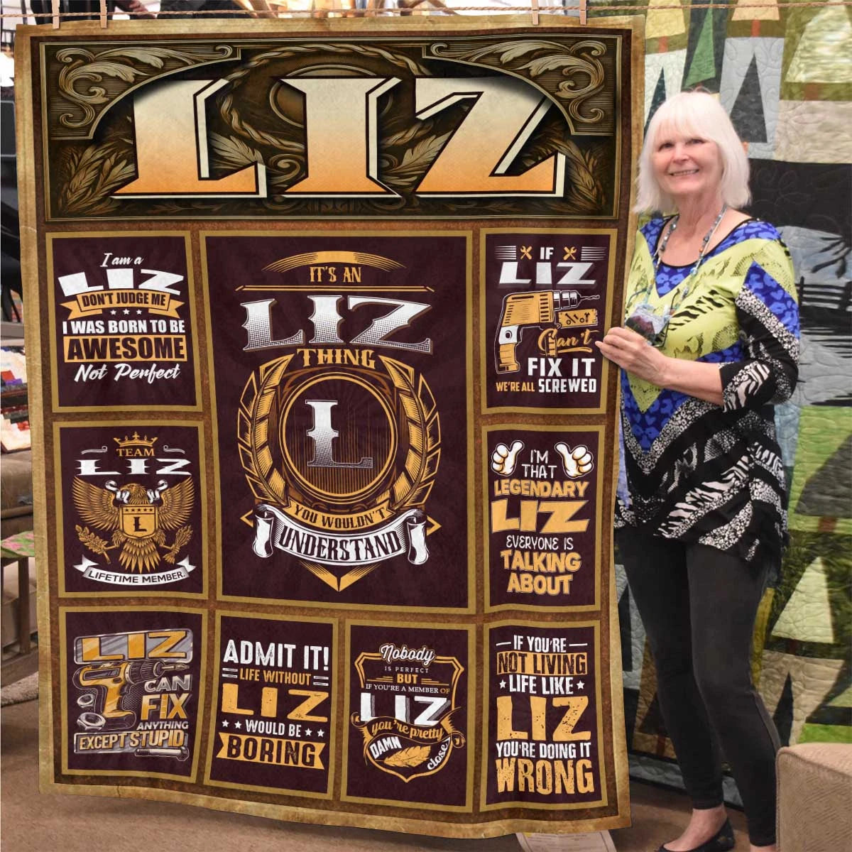 LIZ Personalized Blanket | Custom Name Cozy Throw Gift 13K1-BK4