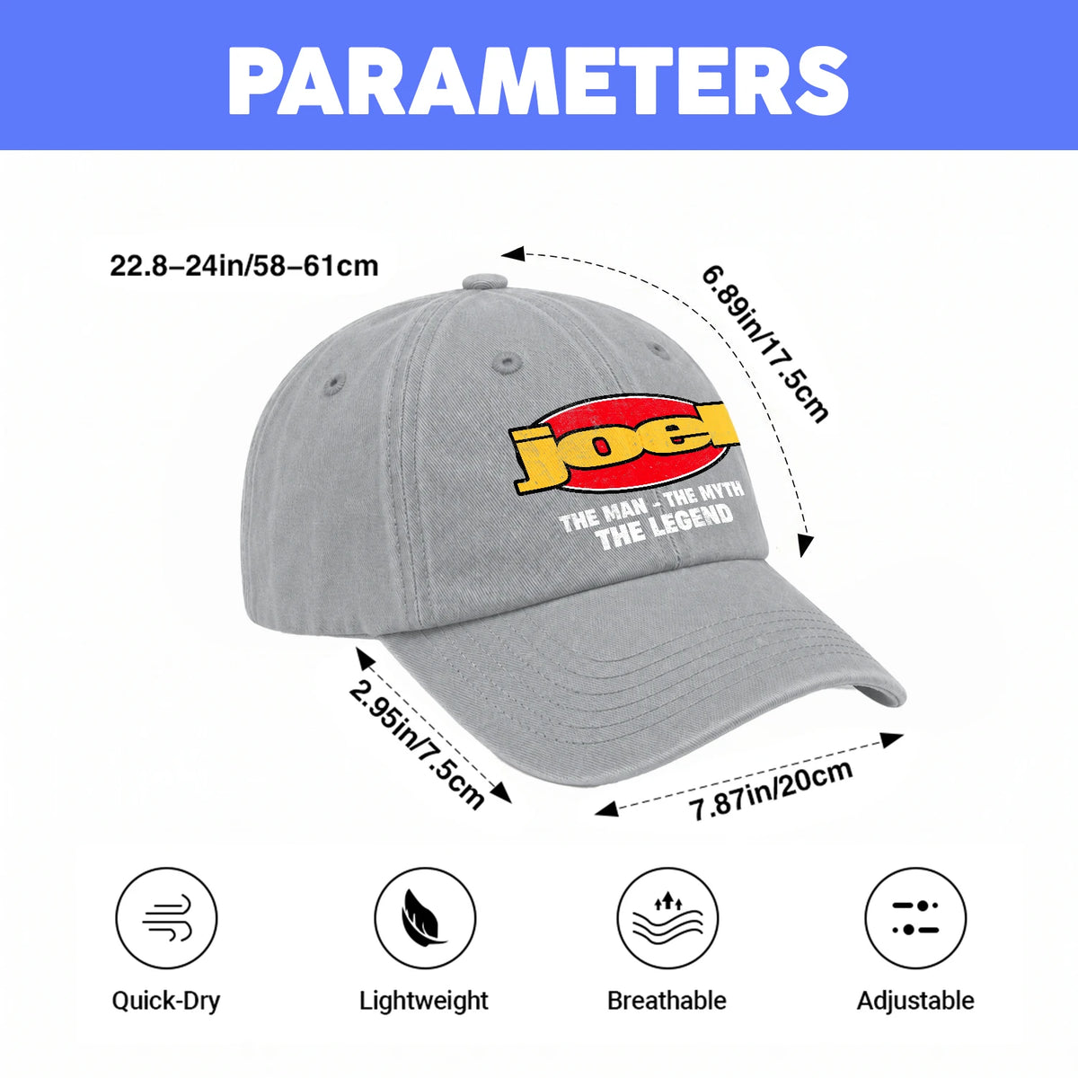 The Man The Myth The Legend Vintage Logo Washed Cap JOEL 13K1 C162PF