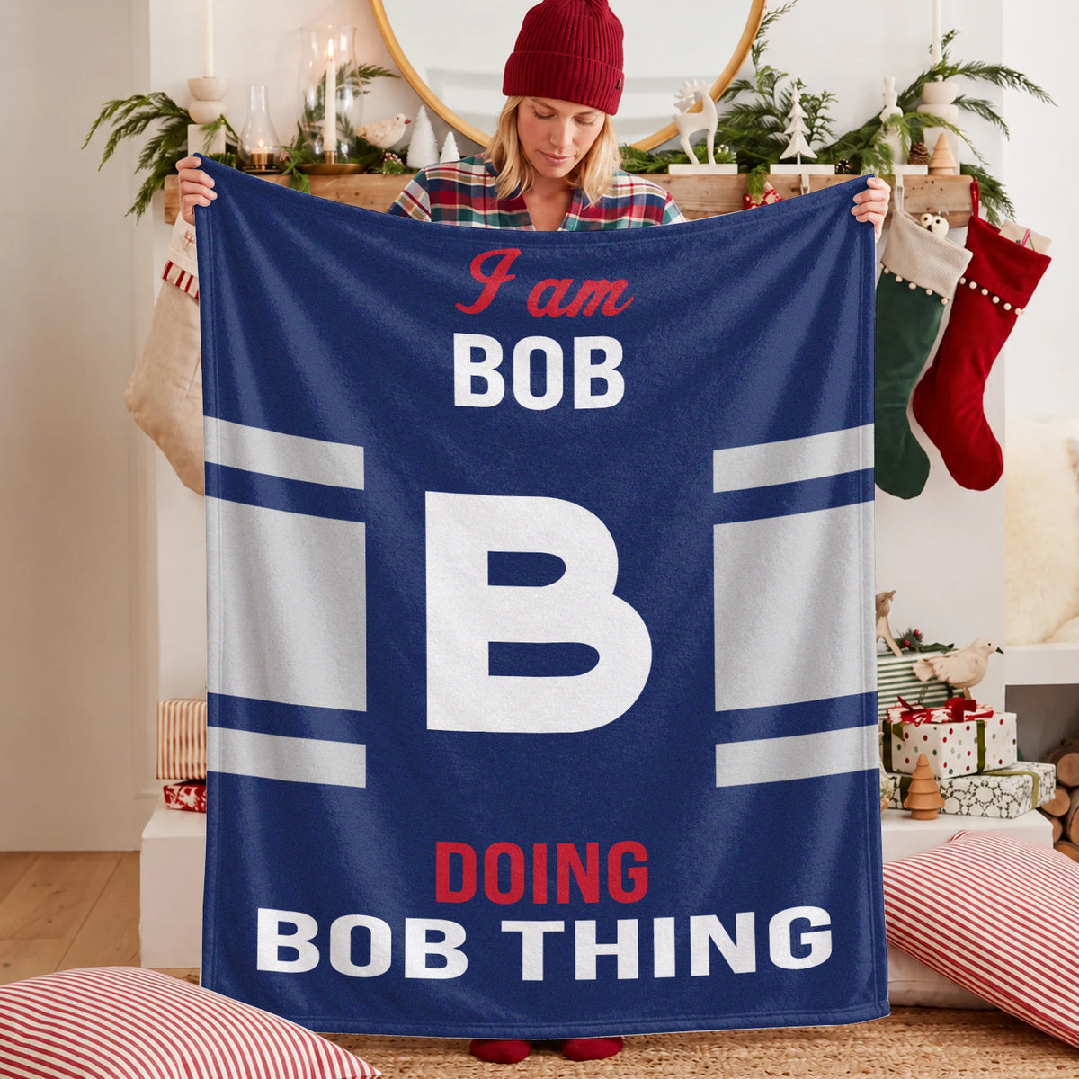 I'm Name Doing Name Things Navy Fleece Blanket BOB 13K1 BK51