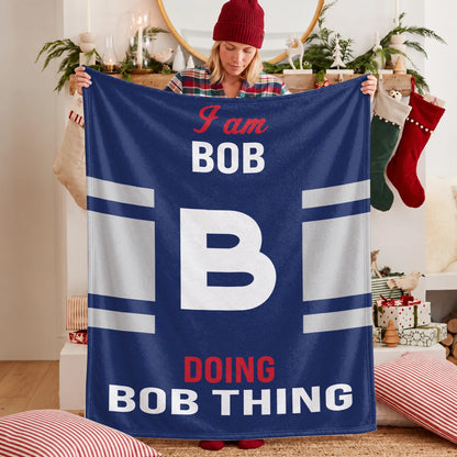 I'm Name Doing Name Things Navy Fleece Blanket BOB 13K1 BK51