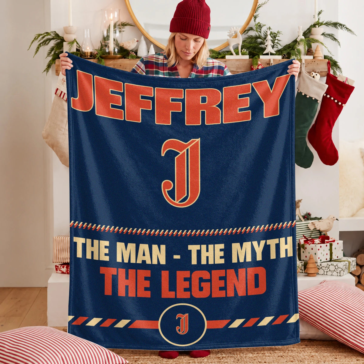 The Man The Myth The Legend Retro Fleece Blanket JEFFREY 13K1 BK53