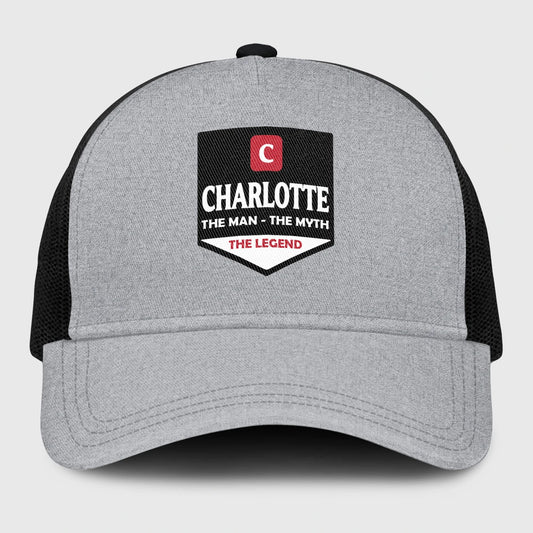 The Man The Myth The Legend Gray Mesh Cap CHARLOTTE 13K1 C189PF