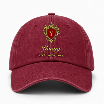 Live Laugh Love Luxury Burgundy Washed Cap YOUNG 13K1 C119PF