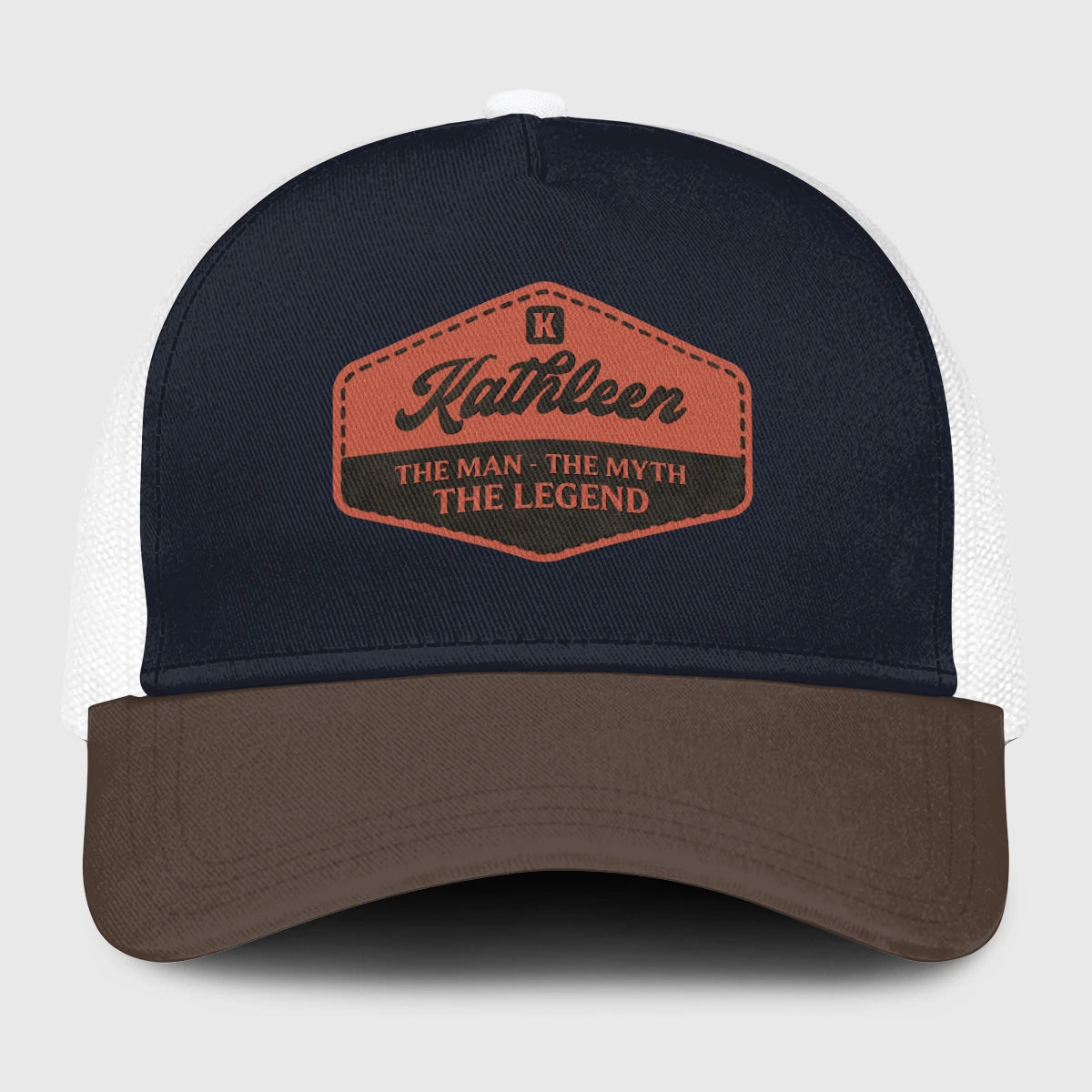 The Man The Myth The Legend Navy And Brown Mesh Cap KATHLEEN 13K1 C188PF