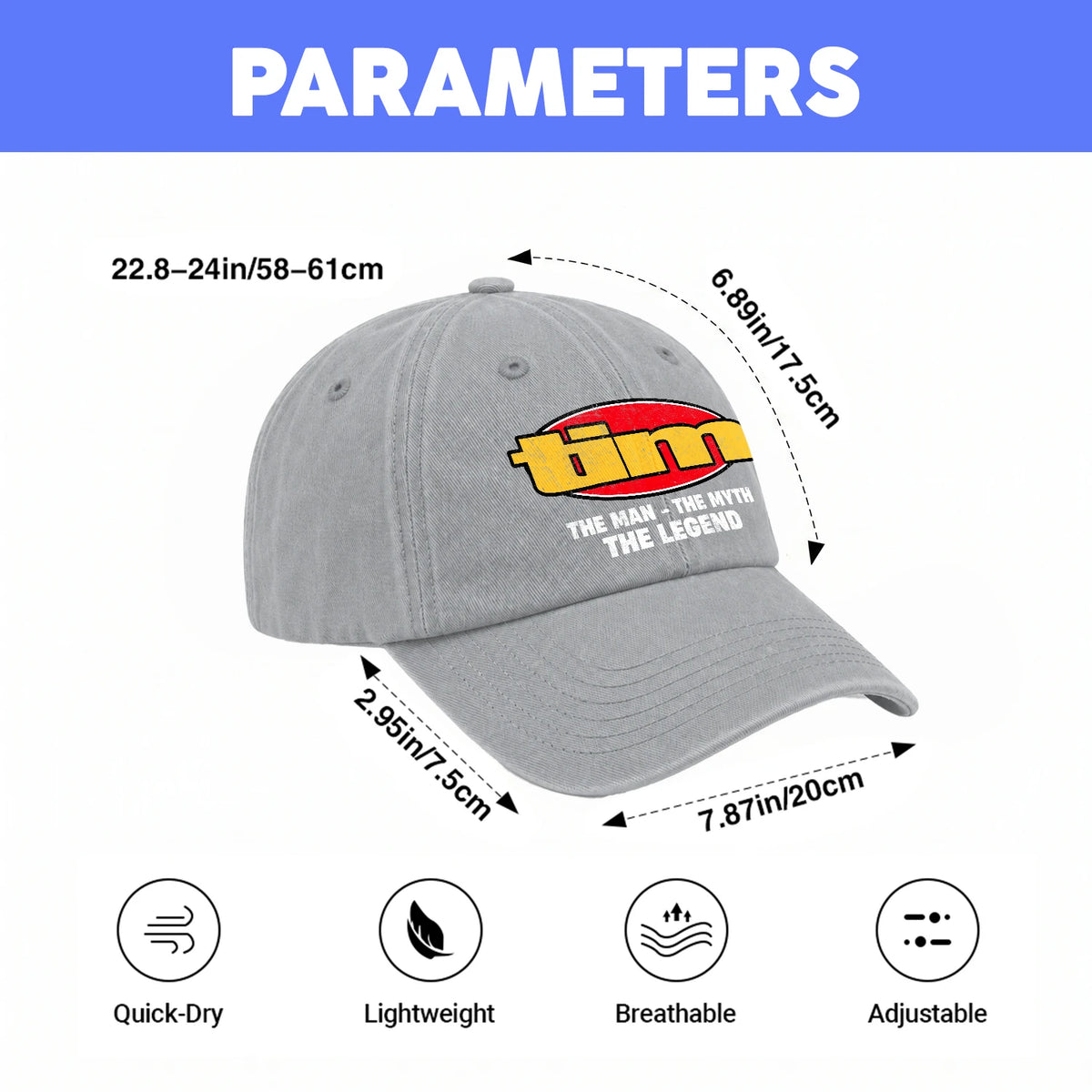 The Man The Myth The Legend Vintage Logo Washed Cap TIM 13K1 C162PF
