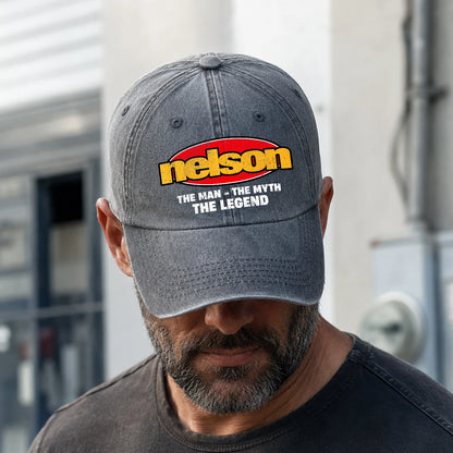The Man The Myth The Legend Vintage Logo Washed Cap NELSON 13K1 C162PF
