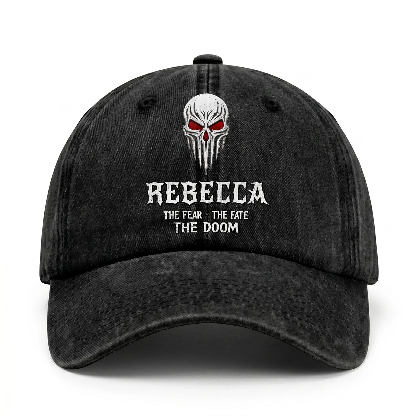 Your Name The Fear The Fate The Doom Skull Washed Cap REBECCA 13K1 C98PF