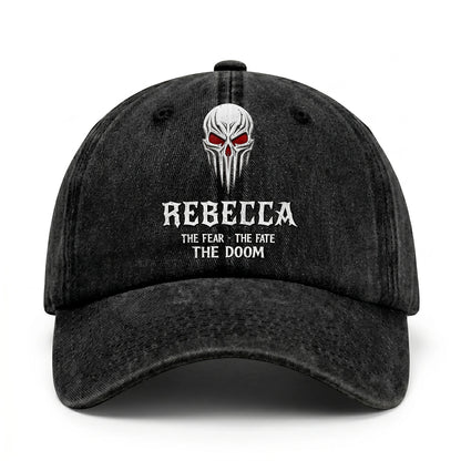 Your Name The Fear The Fate The Doom Skull Washed Cap REBECCA 13K1 C98PF