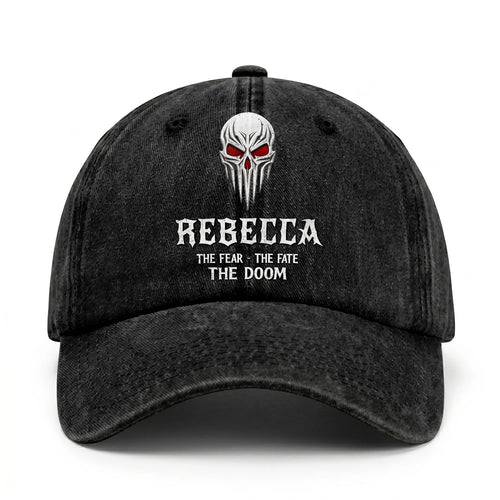 Your Name The Fear The Fate The Doom Skull Washed Cap REBECCA 13K1 C98PF