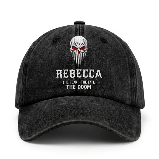 Your Name The Fear The Fate The Doom Skull Washed Cap REBECCA 13K1 C98PF