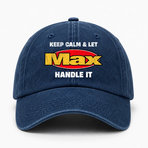 Keep Calm & Let Your Name Handle It Yellow And Red Logo Washed Cap MAX 13K1 C172PF