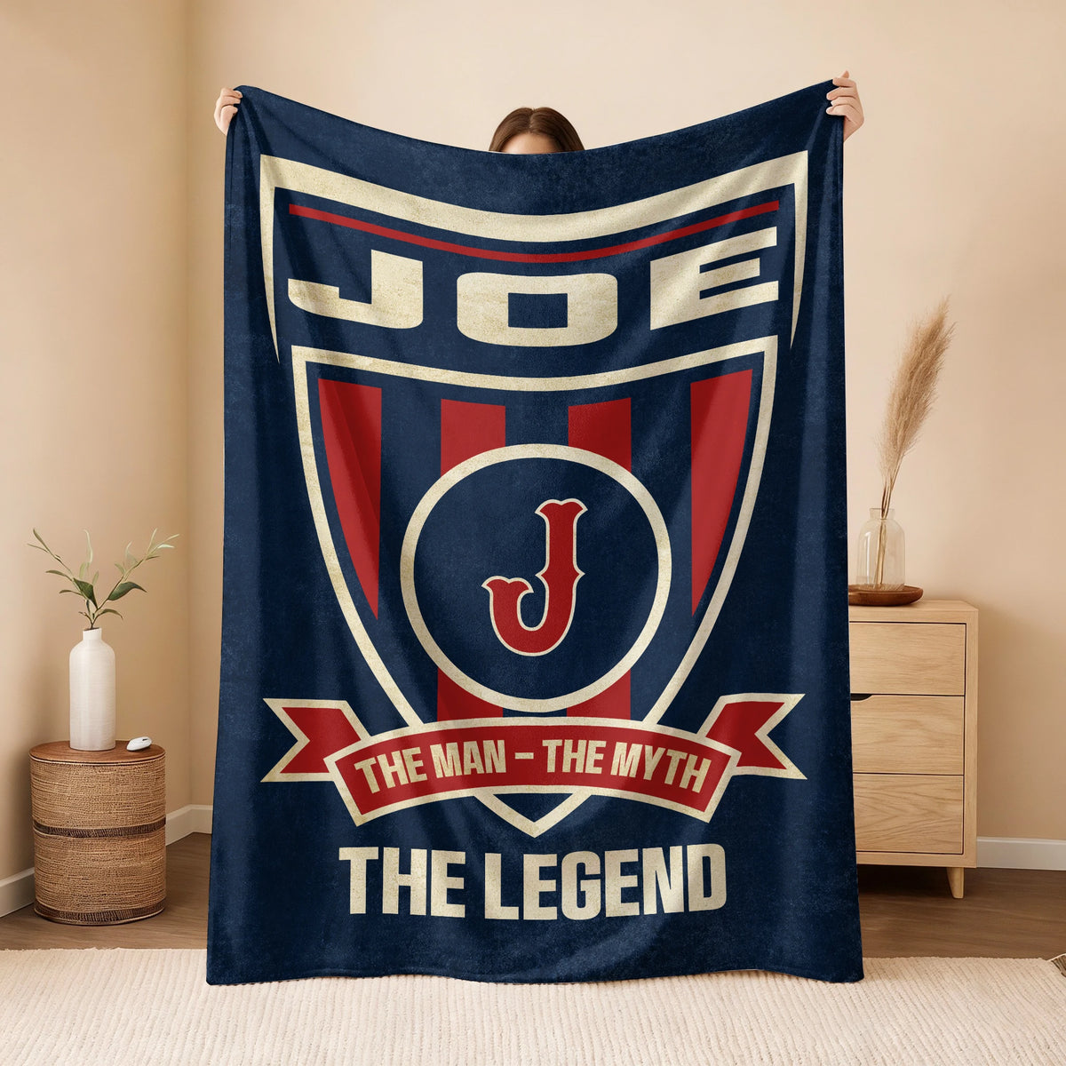 The Man The Myth The Legend Blue Burgundy Baseball Blanket JOE 13K1 BK18
