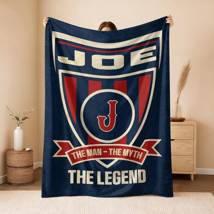 The Man The Myth The Legend Blue Burgundy Baseball Blanket JOE 13K1 BK18