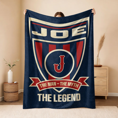 The Man The Myth The Legend Blue Burgundy Baseball Blanket JOE 13K1 BK18