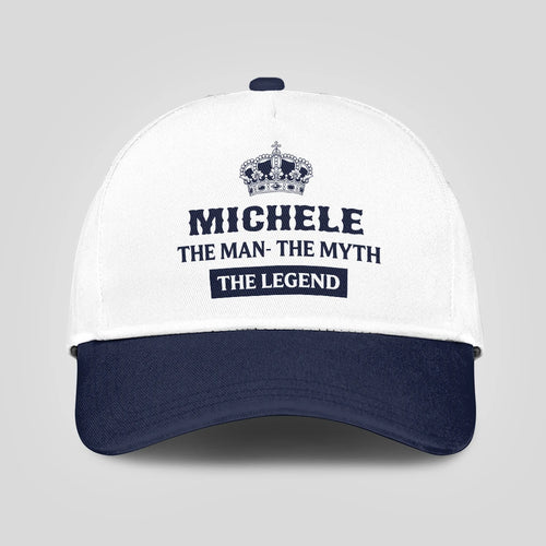 The Man The Myth The Legend King Crown Blue And White Cap MICHELE 13K1 C147PF