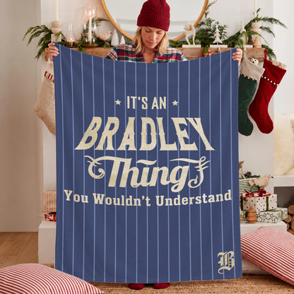 Your Name Thing Striped Blue Fleece Blanket BRADLEY 13K1 BK23