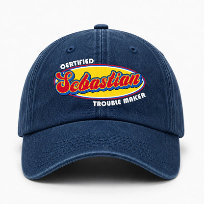Certified Your Name Trouble Maker Washed Cap SEBASTIAN 13K1 C73PF