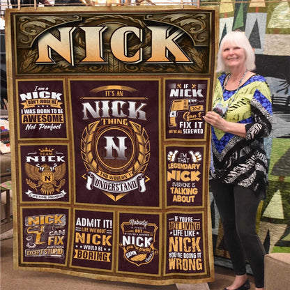 NICK Personalized Blanket | Custom Name Cozy Throw Gift 13K1-BK4