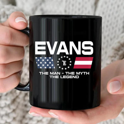 The Man The Myth The Legend Us Flag Mug EVANS 13K1 MG23