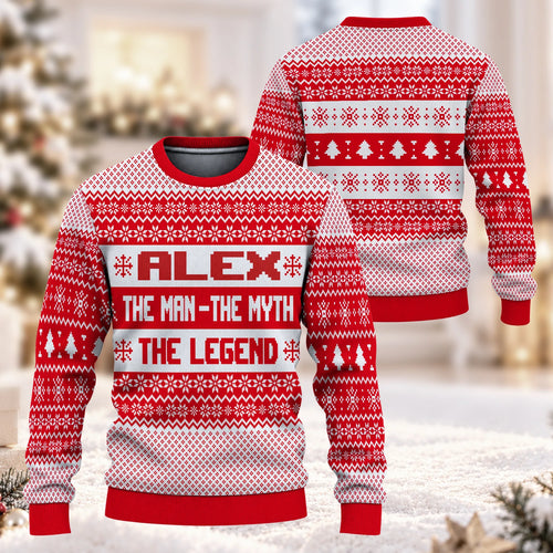 The Man The Myth The Legend Red Christmas Ugly Sweater ALEX 13K1 UG04