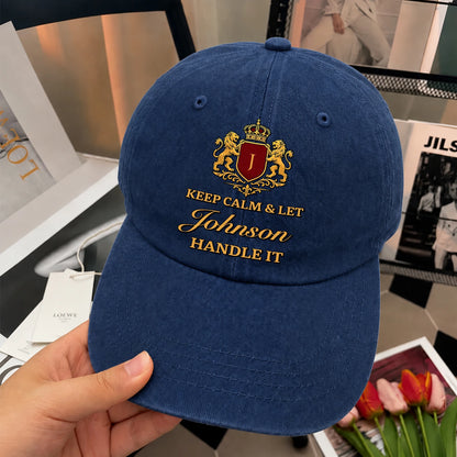 Keep Calm & Let Your Name Handle It Royal Blue Washed Cap JOHNSON 13K1 C115PF