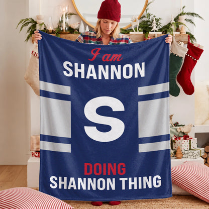 I'm Name Doing Name Things Navy Fleece Blanket SHANNON 13K1 BK51