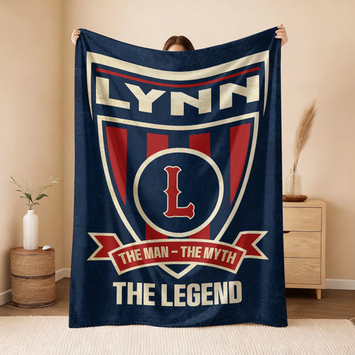 The Man The Myth The Legend Blue Burgundy Baseball Blanket LYNN 13K1 BK18