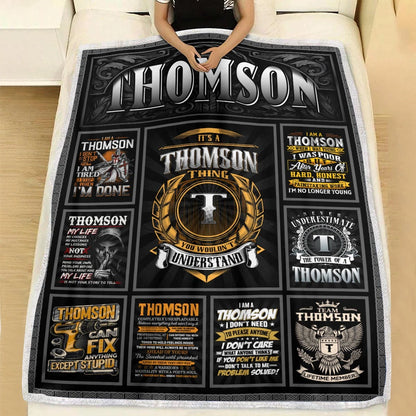 THOMSON Personalized Blanket | Custom Name Cozy Throw Gift 13K4-BK2