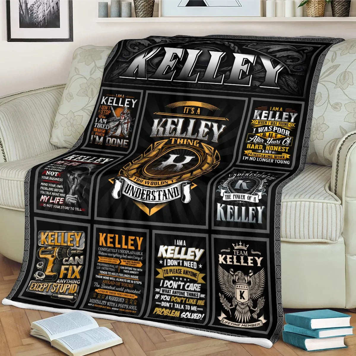 KELLEY Personalized Blanket | Custom Name Cozy Throw Gift 13K2-BK2