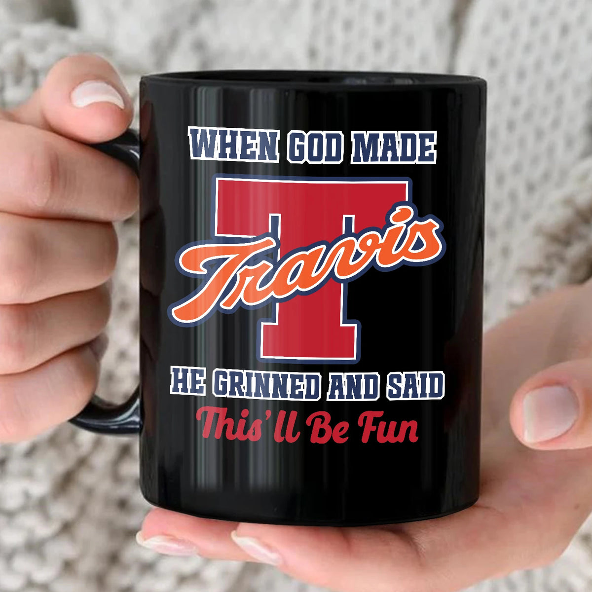 When God Made Your Name Personalized Baseball Mug TRAVIS 13K1 MG07