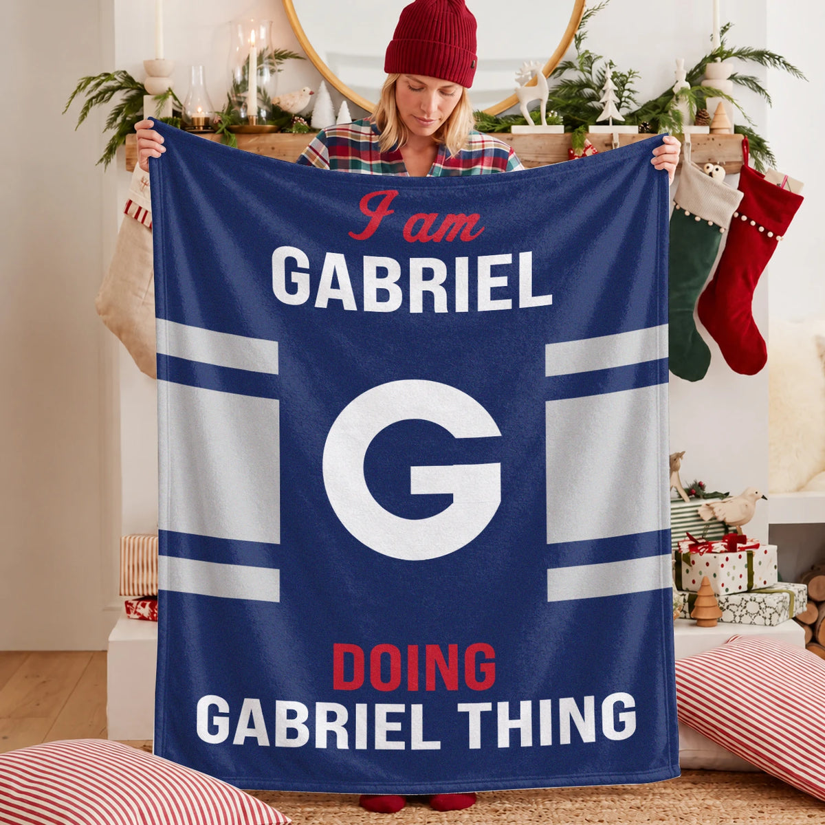 I'm Name Doing Name Things Navy Fleece Blanket GABRIEL 13K1 BK51