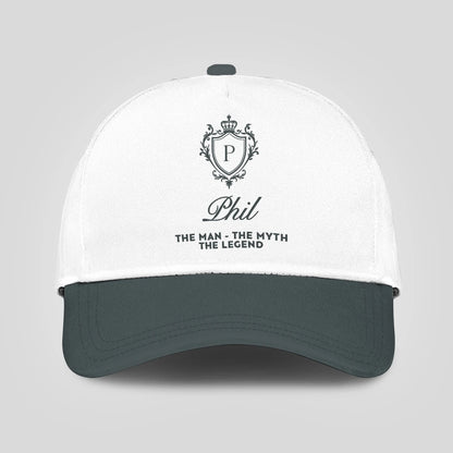 The Man The Myth The Legend Elegant Gray And White Cap PHIL 13K1 C170PF