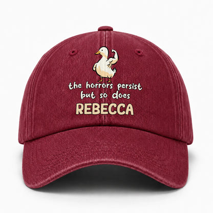 The Horrors Persist But So Does Your Name Funny Goose Burgundy Washed Cap REBECCA 13K1 C126PF