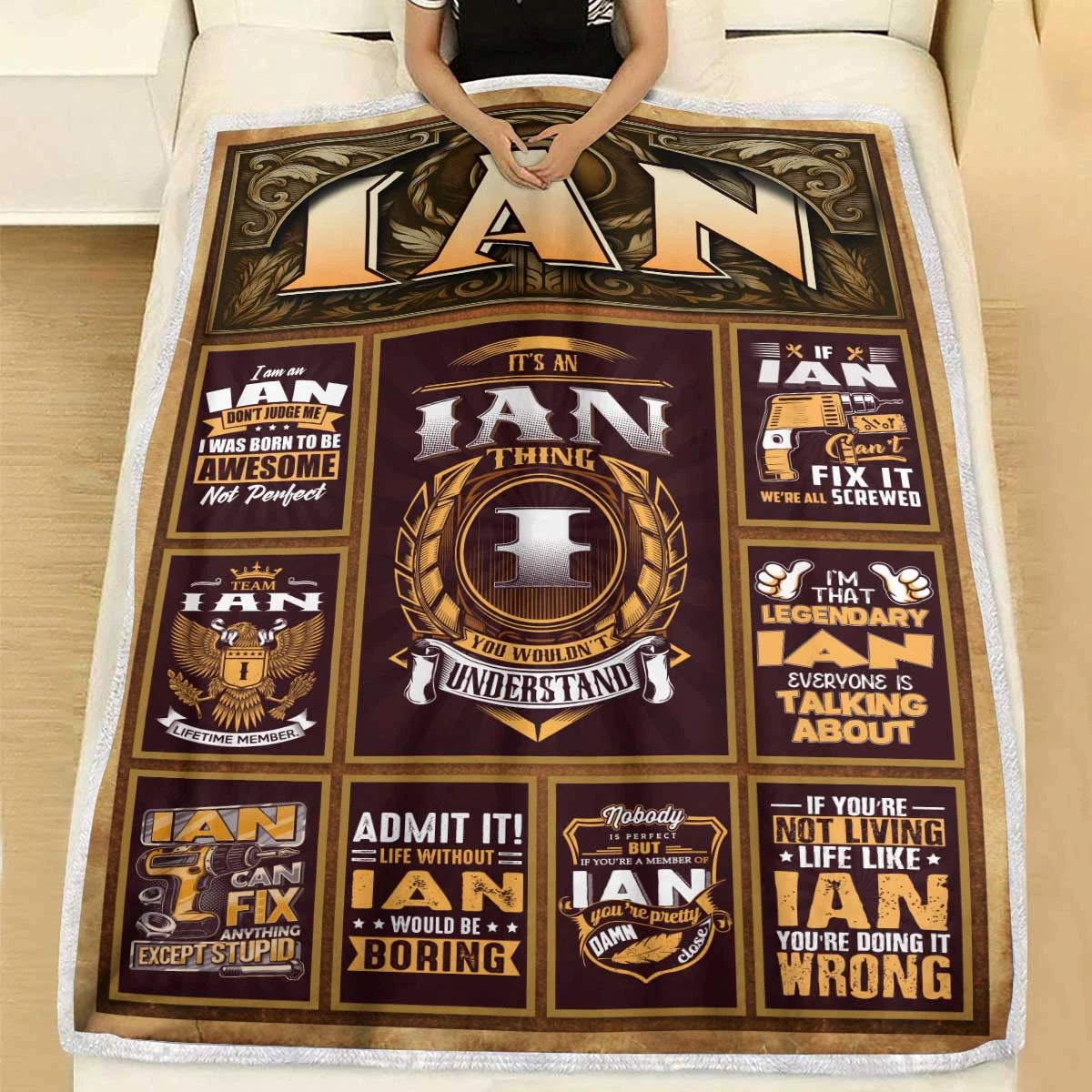 IAN Personalized Blanket | Custom Name Cozy Throw Gift 13K1-BK4