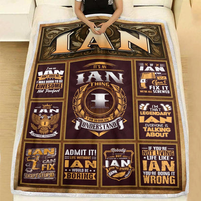 IAN Personalized Blanket | Custom Name Cozy Throw Gift 13K1-BK4