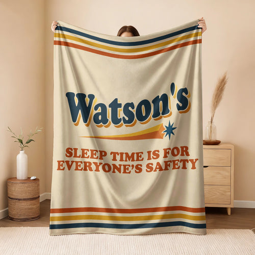 Your Name's Sleep Time Funny Retro Fleece Blanket WATSON 13K1 BK67