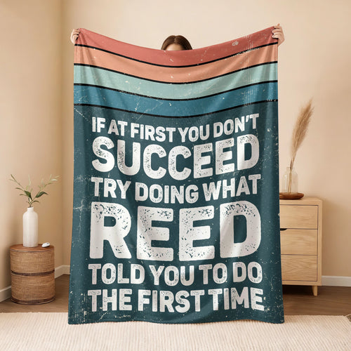 If At First You Don’t Succeed Retro Green Fleece Blanket REED 13K1 BK29