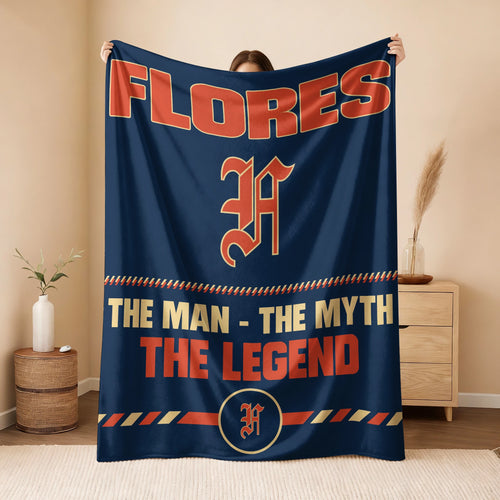 The Man The Myth The Legend Retro Fleece Blanket FLORES 13K1 BK53