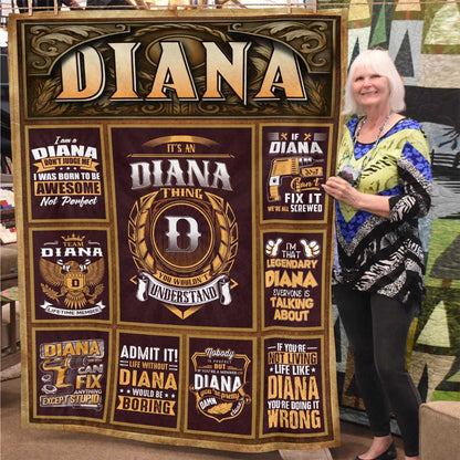 DIANA Personalized Blanket | Custom Name Cozy Throw Gift 13K1-BK4