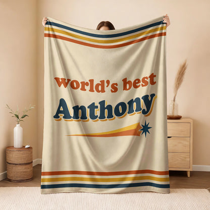 World's Best Your Name Retro Fleece Blanket ANTHONY 13K1 BK64