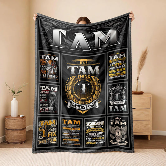 TAM Personalized Blanket | Custom Name Cozy Throw Gift 13K4-BK2