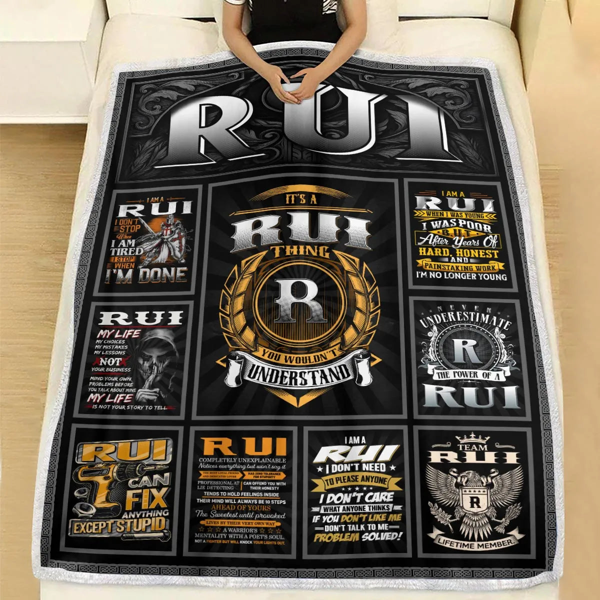 RUI Personalized Blanket | Custom Name Cozy Throw Gift 13K3-BK2